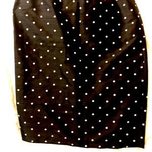 SOLD Black and White Polka Dot Silk Skirt